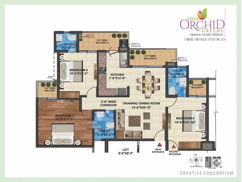 Leela Orchid Greens — 3 BHK Floor Plan thumbnail
