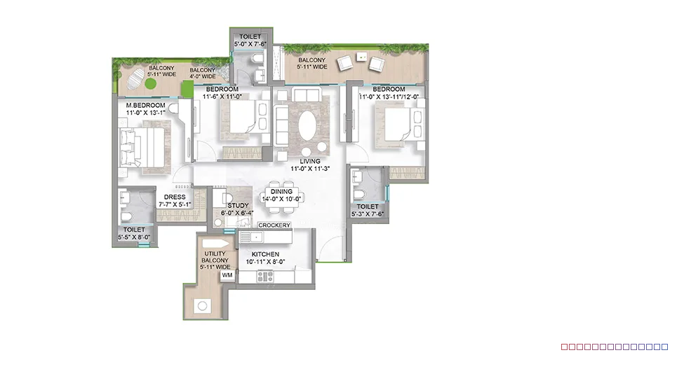 M3M Golf Hills — 3 BHK Floor Plan thumbnail