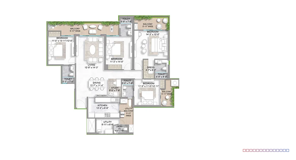 M3M Golf Hills — 4 BHK Floor Plan thumbnail