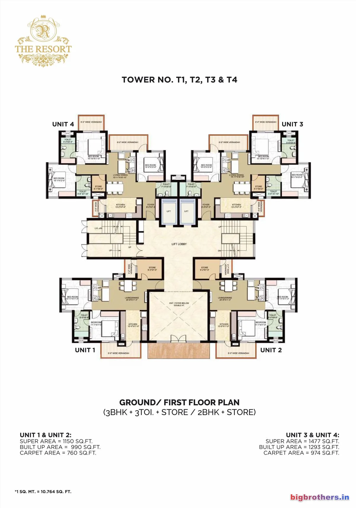 Omaxe The Resort Chandigarh — 2 BHK Floor Plan